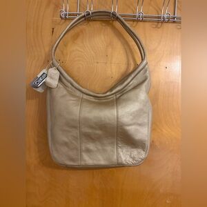 Chic CK Beige Leather Hobo Bag